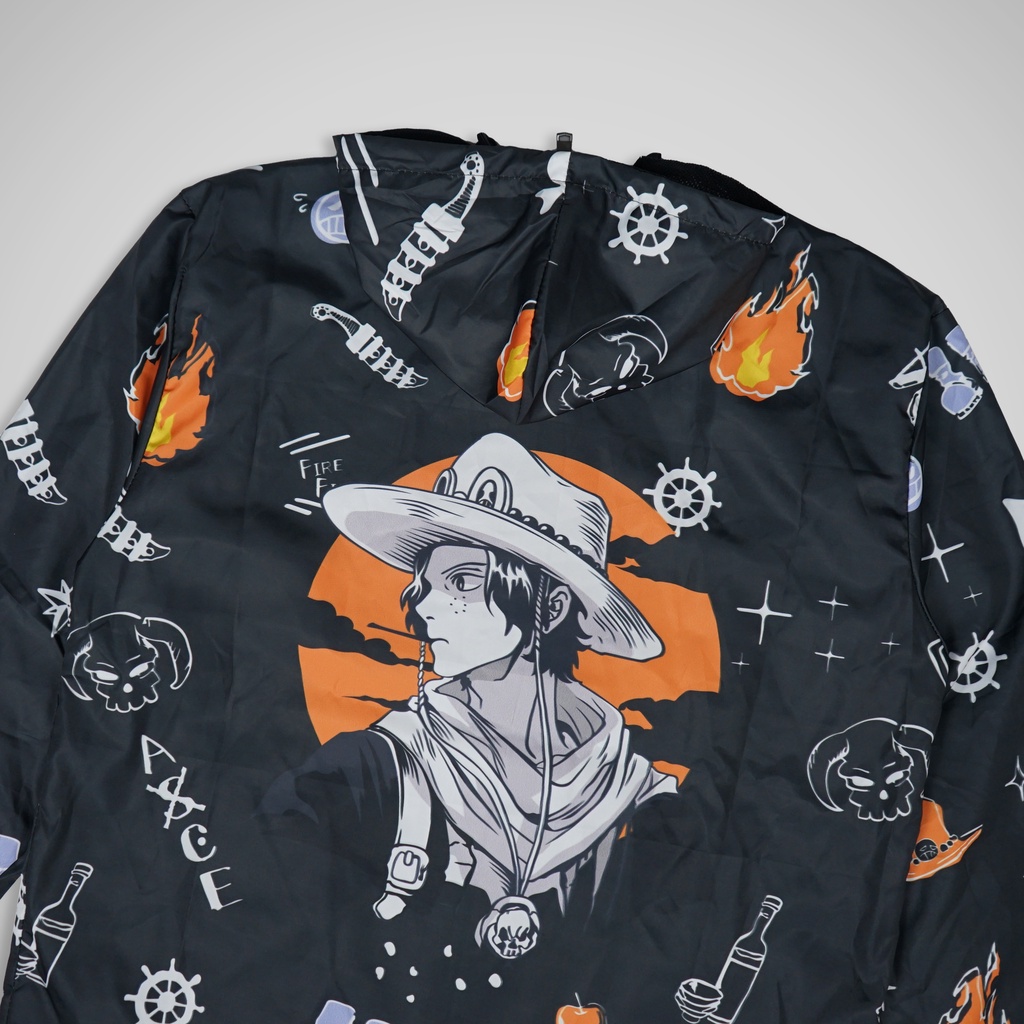 JAKET BROAD WEAR OUTDOOR ANIME ONE PIECE SERIES  FULL PRINTING PREMIUM - ACE BLACK