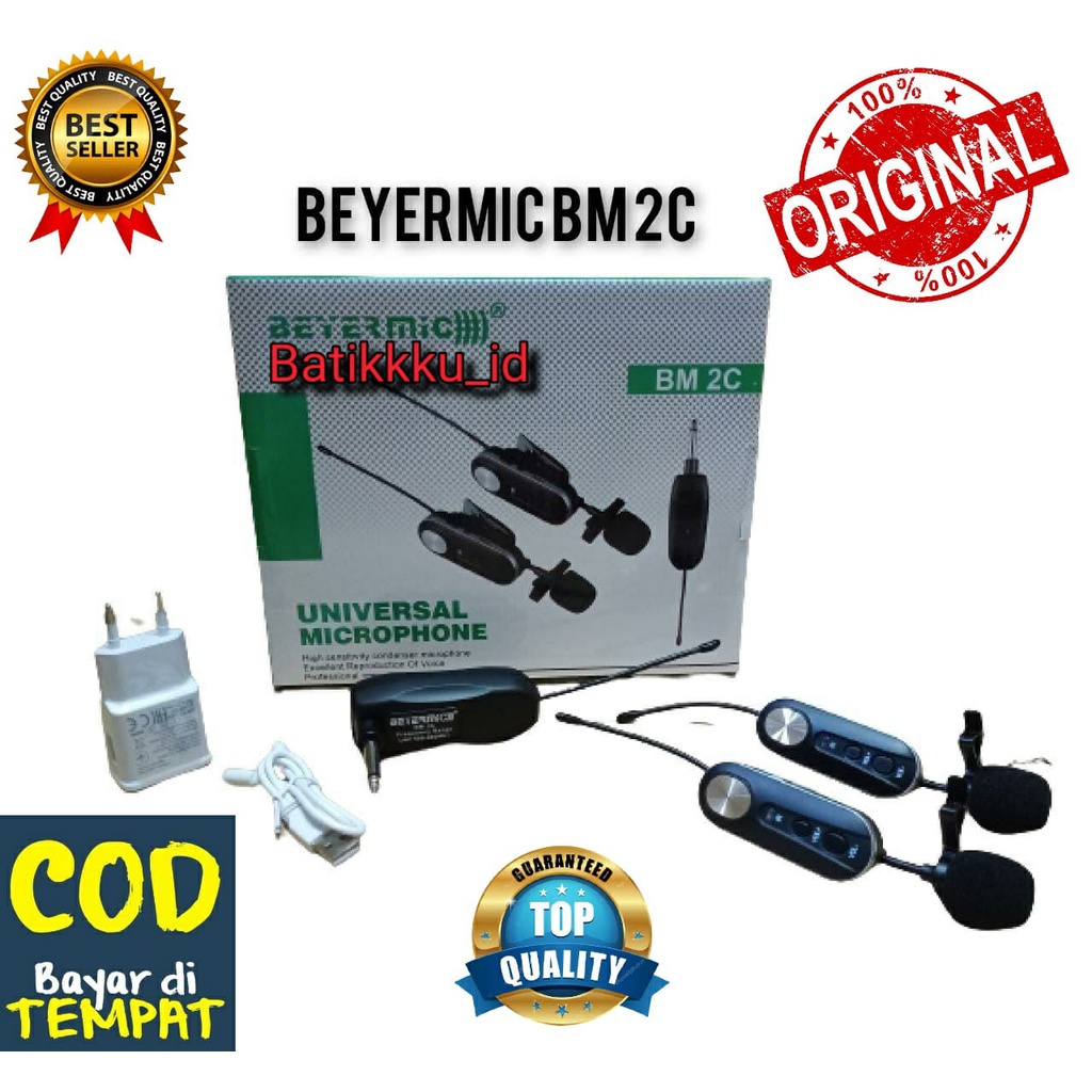 Mic Wireless Beyermic BM 2C BM2C ORIGINAL Mic Imam Jepit Clip On
