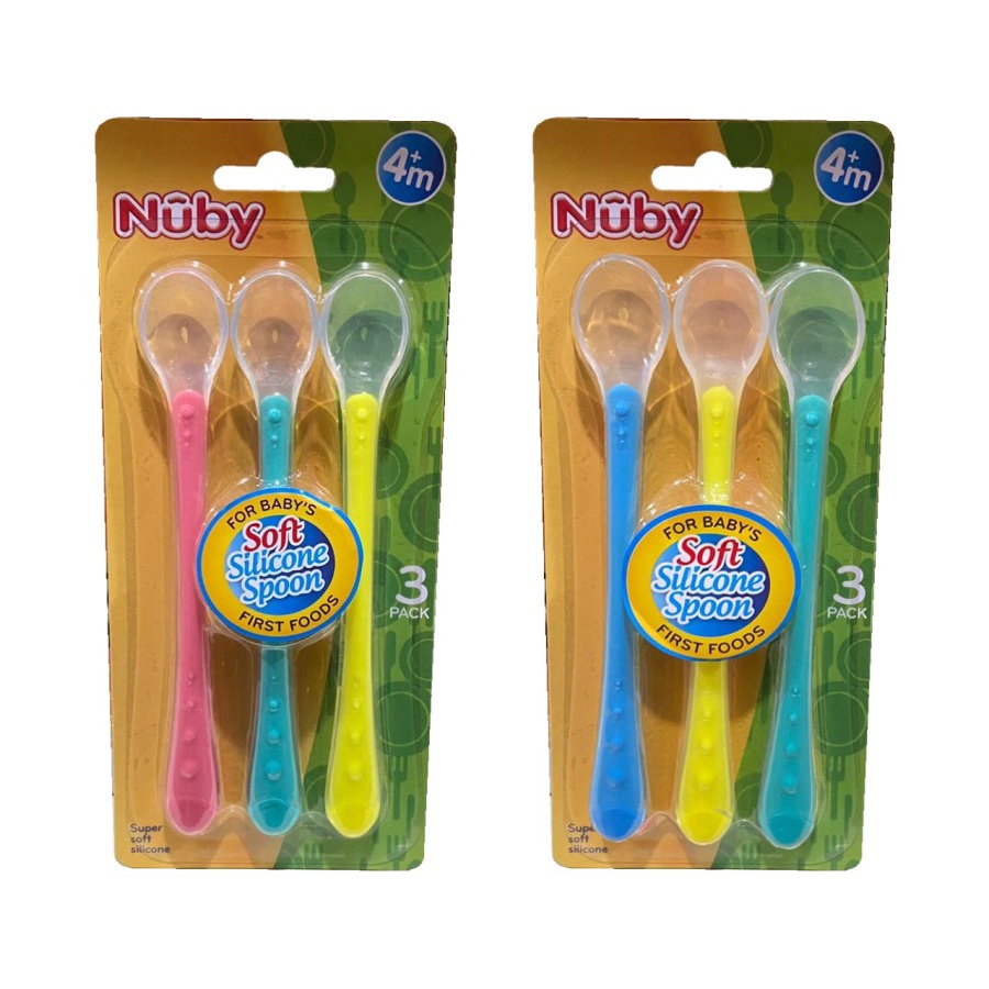 Nuby 3PK Silicone Weaning Spoon / Sendok Makan Anak Bayi