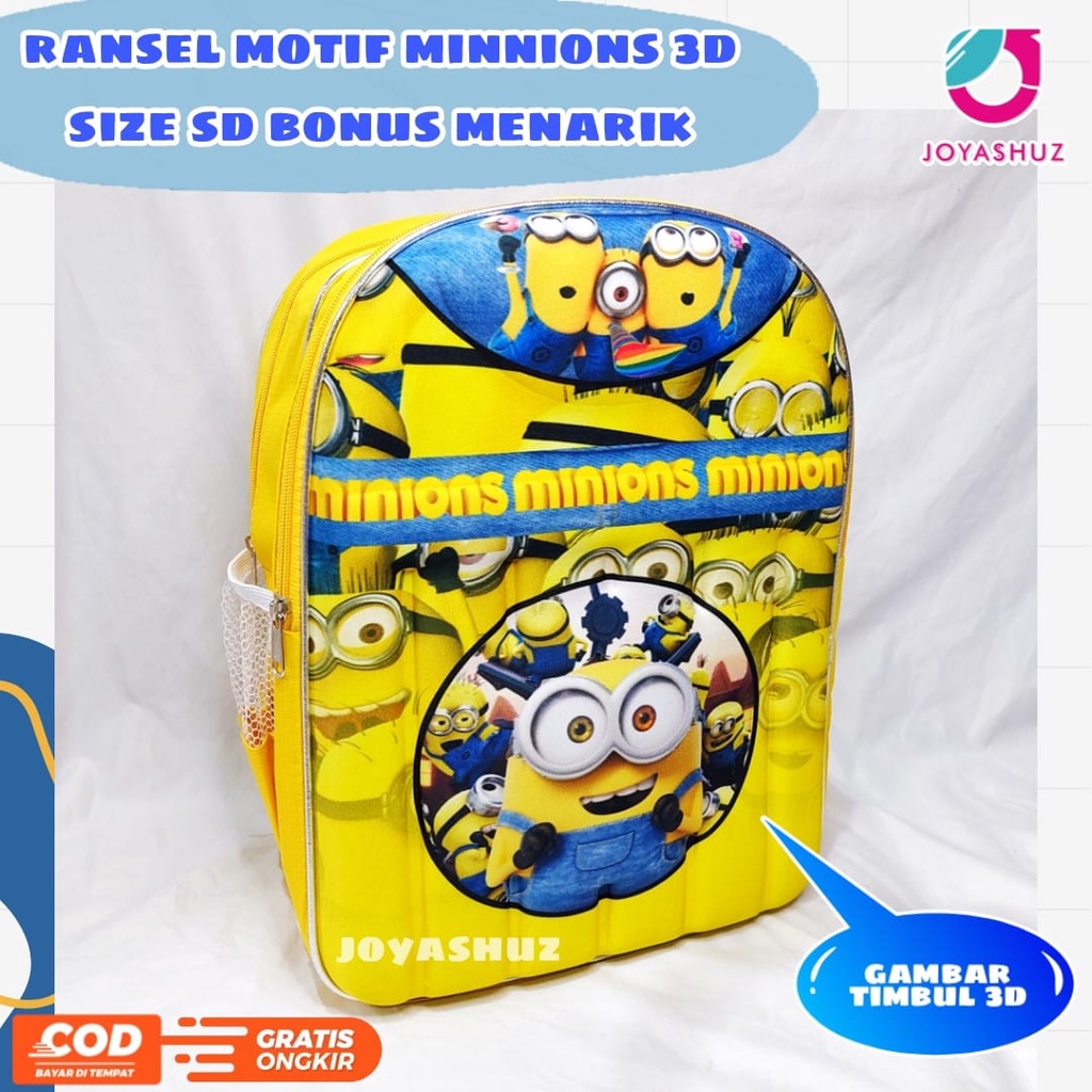 Tas Anak Laki-laki Gratis Bonus - Ransel  Anak SD Minion Gemas  - Tas Ransel Sekolah Anak SD  Karakter Minnion - Tas Anak Perempuan SD Gratis Botol Dan Misting - Tas Sekolah Anak Perempuan Laki-laki Karakter Lucu - Joyashuz