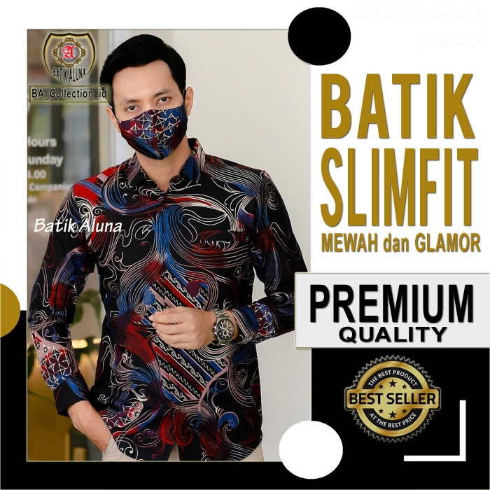 Batik Pria Slimfit Lengan Panjang Modern Premium Slim Body Original Pres Badan kondangan Bagus Kombi