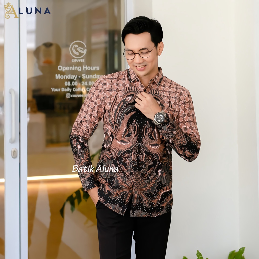 Batik Pria Lengan Panjang Slimfit Atasan Batik Premium Pria Cowok Batik Pekalongan Kekinian Original Modern Seragam Kantor Jumbo SBA 08