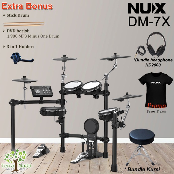 Jual NEW [QUINTIN77] Drum Elektrik NUX DM7X +Kursi +Headphone / DM 7X