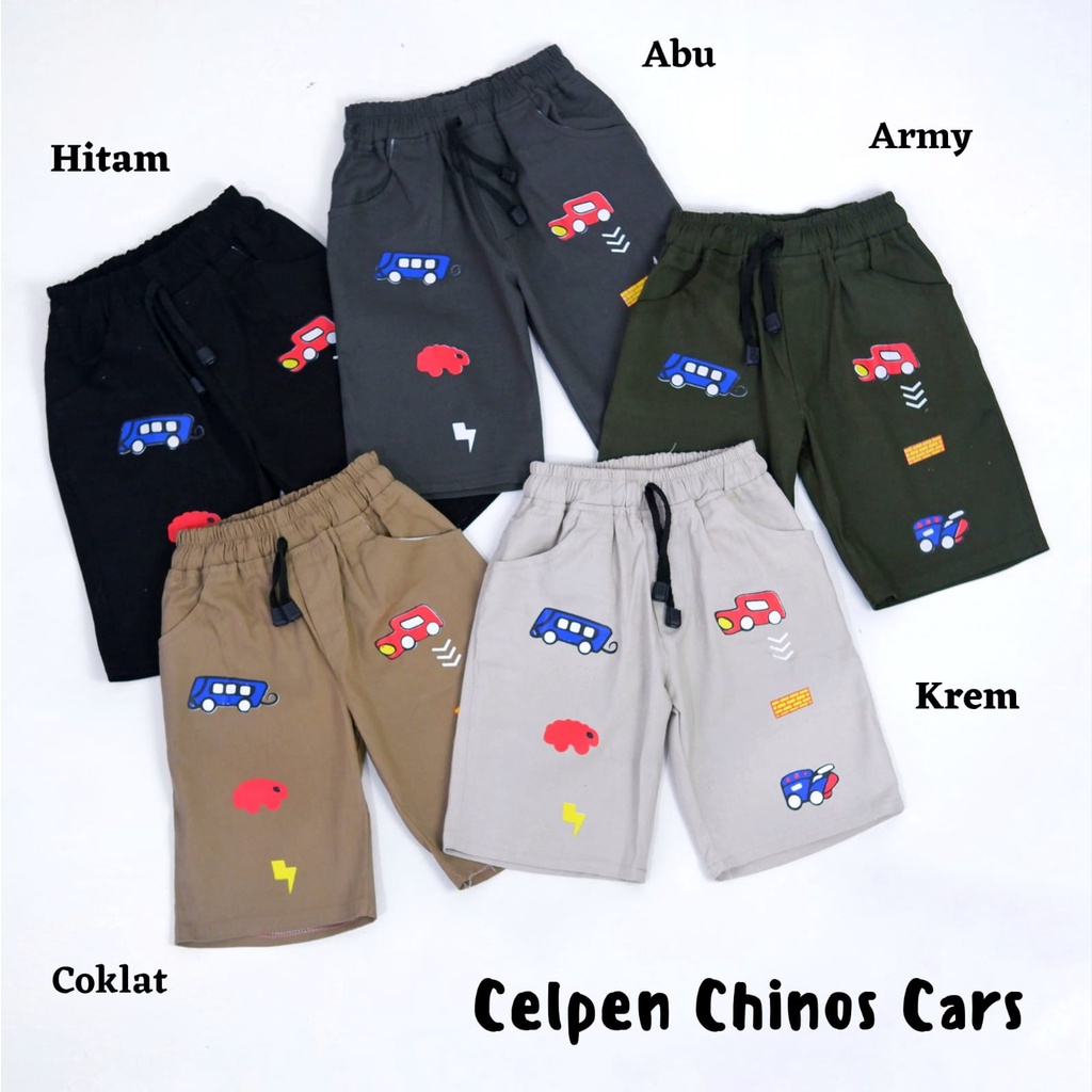 Celana Pendek Short Pants Harian Anak Laki Cowok Usia 3 4 5 6 Tahun Motif Car