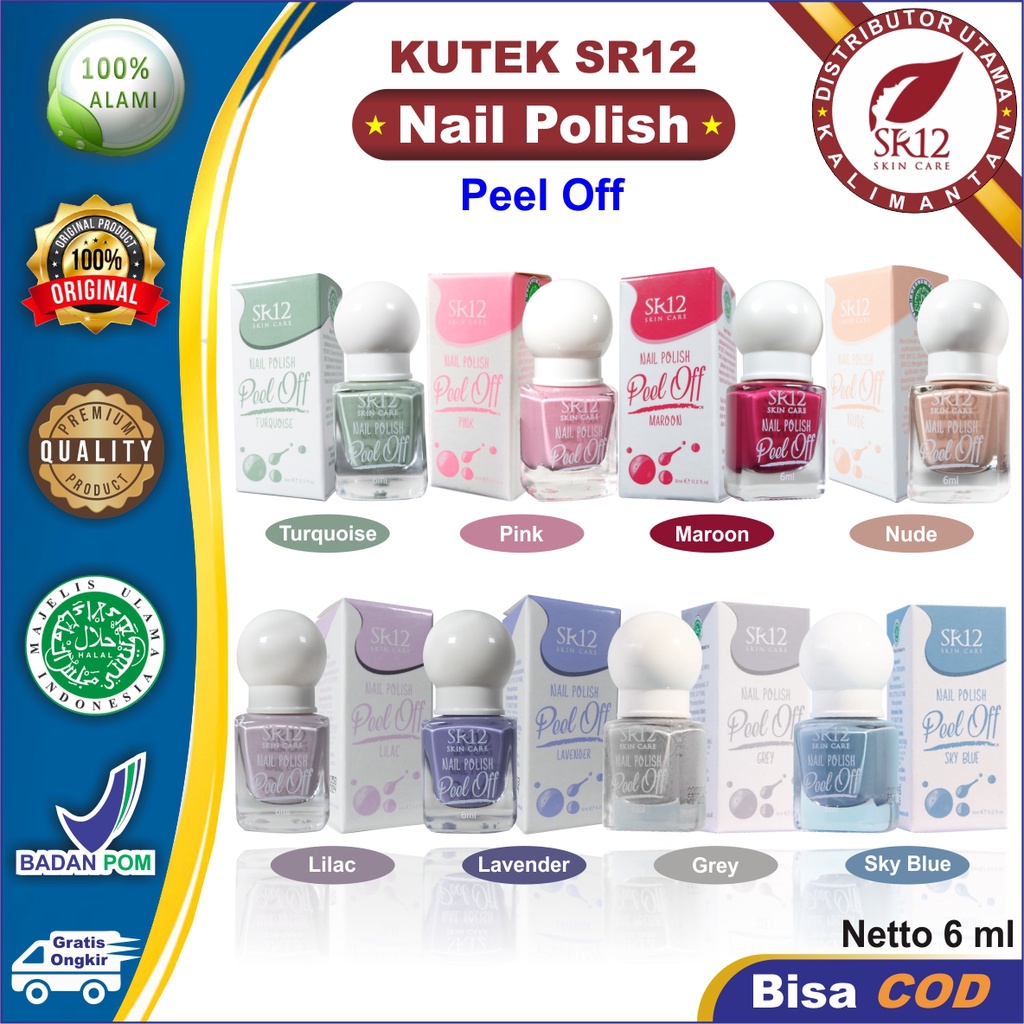 Kutek SR12 - Nail Polish SR12 - Nail Polish Peel Off SR12 - Cat Kuku SR12 Skincare - Kutek Halal