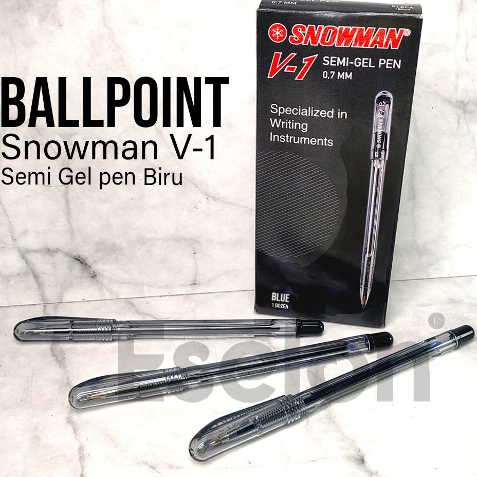 

↻ 12pc Pulpen Snowman V1 Semi Gel Pen Hitam 0.7mm ゑ