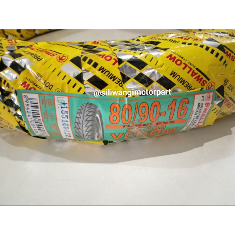 Ban Motor Tubles Tubeless SWALLOW 80/90-16 VENOM Ban Motor Ring 16 Ban Luar