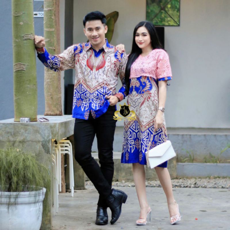 Dress Batik Couple Set Pakaian Couple Batik Dress Brukat Ghania