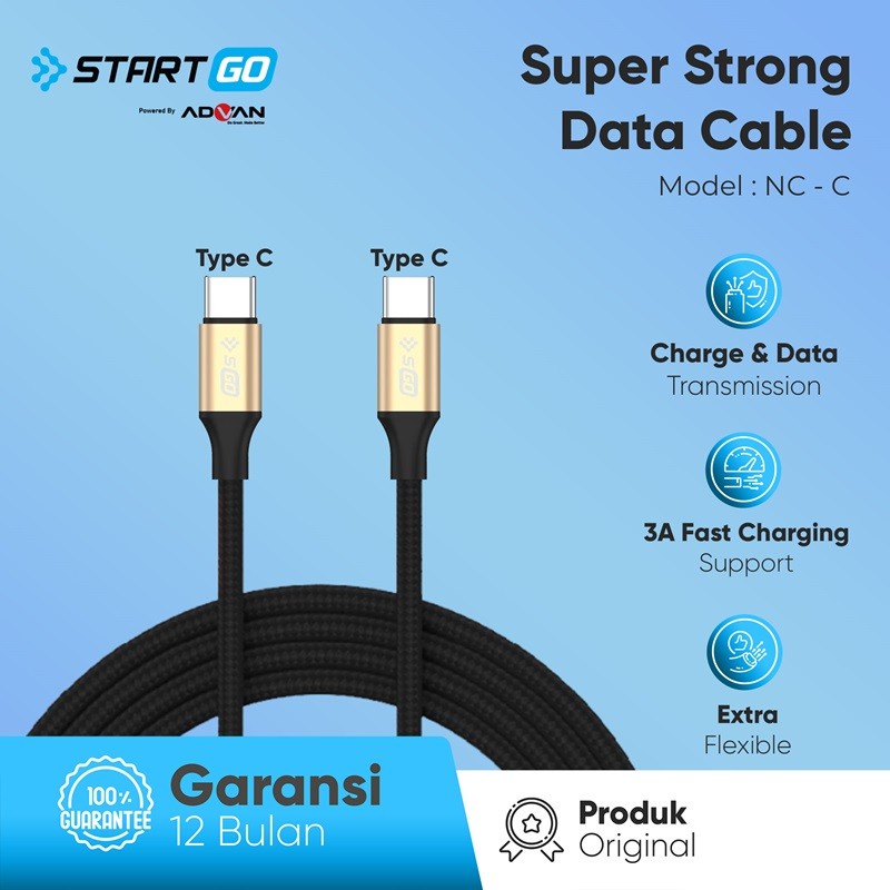 Kabel Data ADVAN STARTGO NC-C Nylon USB C to USB C 1 Meter