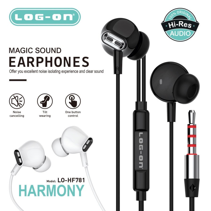 LOG - ON In Ear EARPHONE Hi-Res - LO-HF781 HARMONY headset handsfree log on