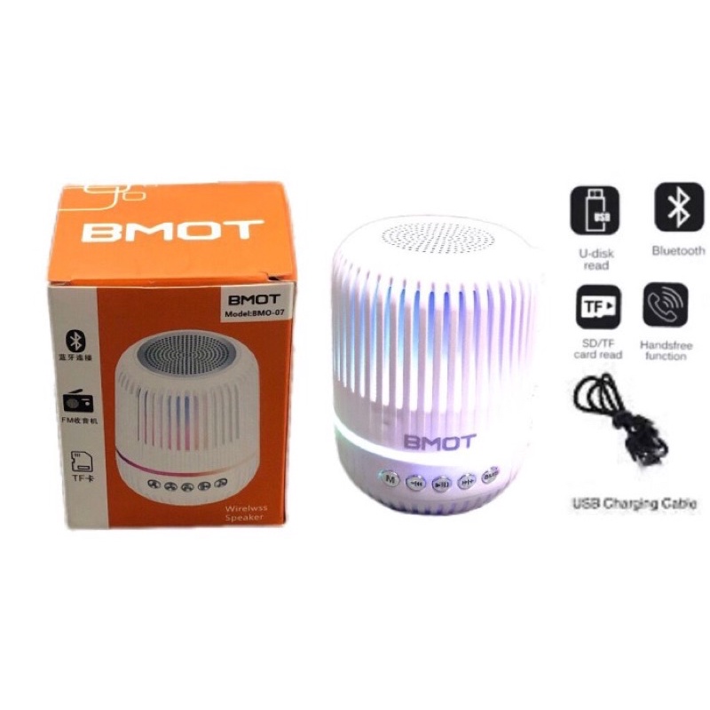 Speaker Bluetooth bass BMO-07 MBOT 07 spiker blutut mini Lampu LED