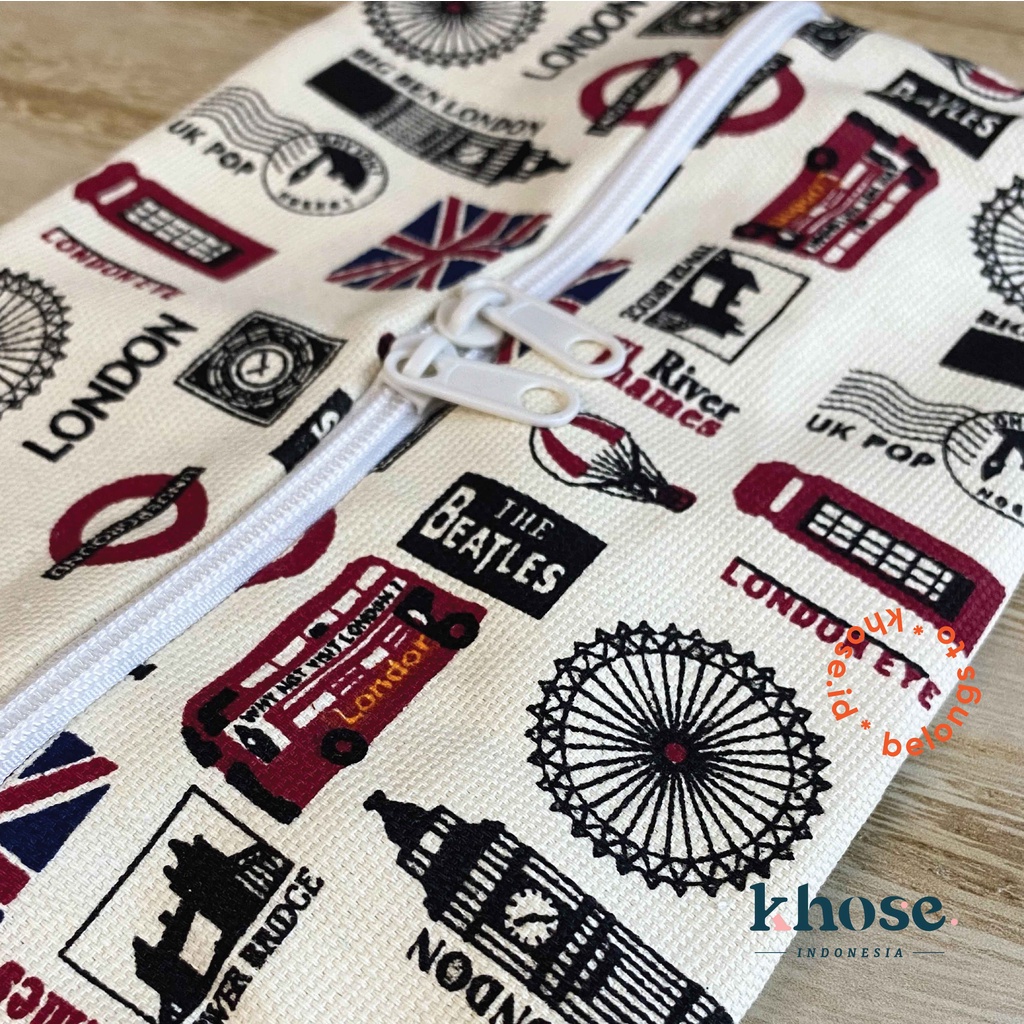 KHOSE POUCH TISU RESLETING KANVAS MOTIF TEBAL Uk 23X17 cm / TEMPAT TISSUE / SOUVENIR NIKAH