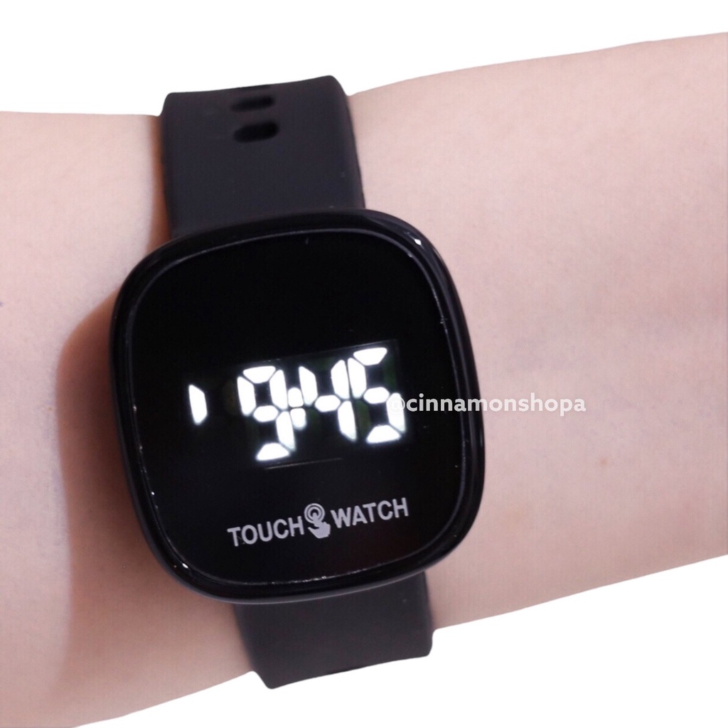 jam tangan digital rubber karet LAMPU LED touch screen ukuran unisex wanita pria FSLED