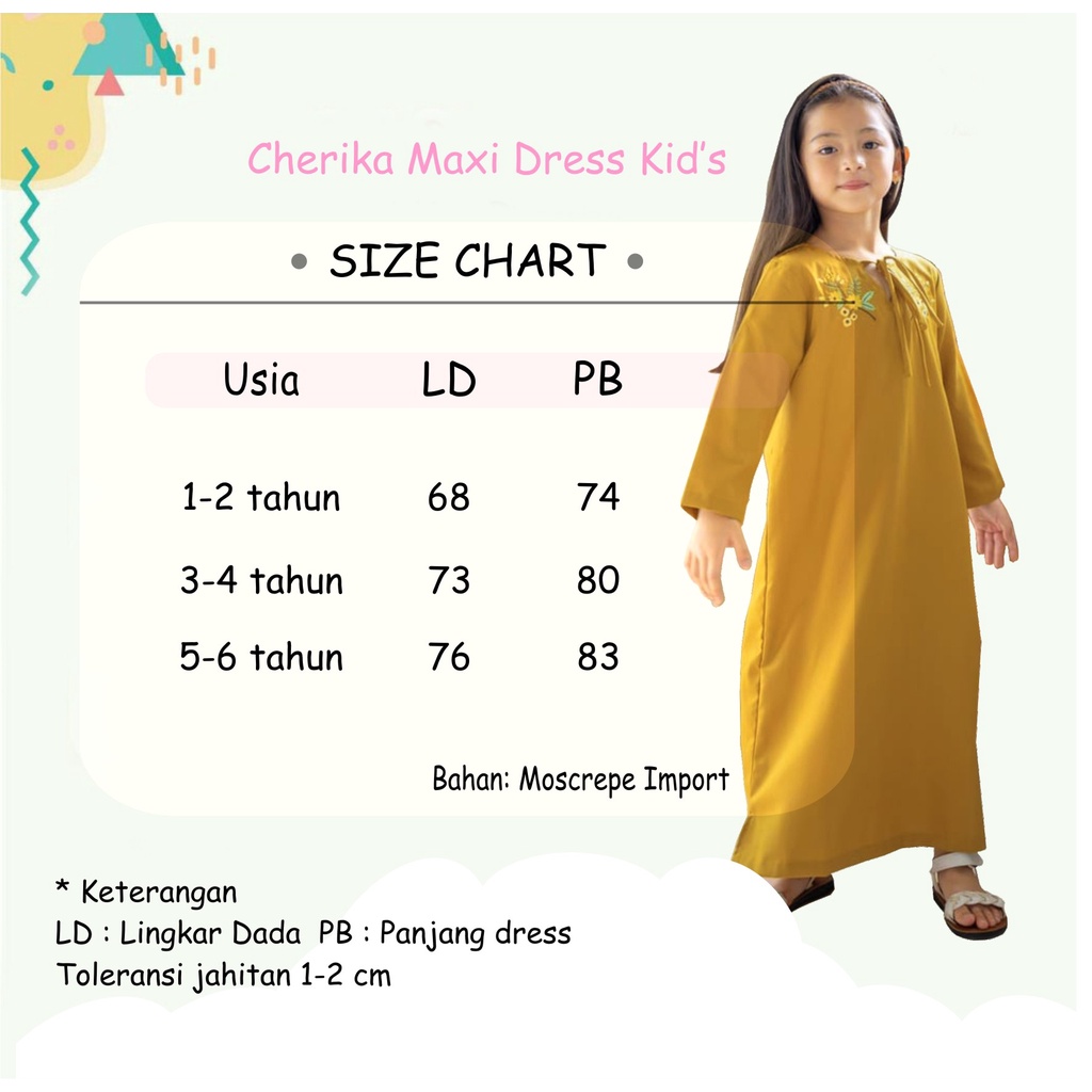 FenishaStore CHERIKA Maxi Dress anak Perempuan usia 1-6 Tahun