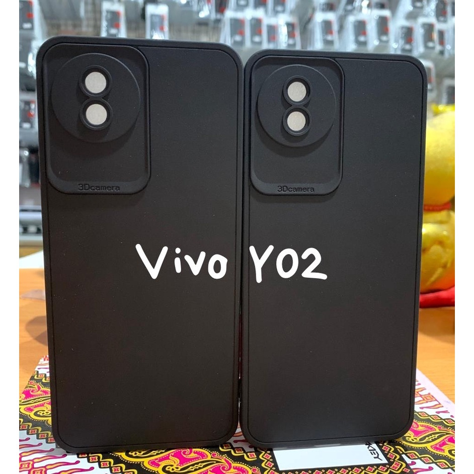VIVO Y02 Y02T CASE SOFTCASE BLACK 3D SILIKON HITAM PROTECT CAMERA SOFT KARET CASING COVER PELINDUNG KAMERA