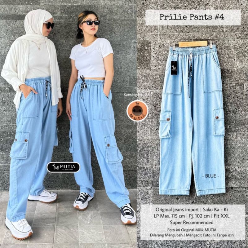 PRILIE PANTS #4 BY MUTIA / CELANA JEANS WANITA / Celana kargo muslimah premium 2023