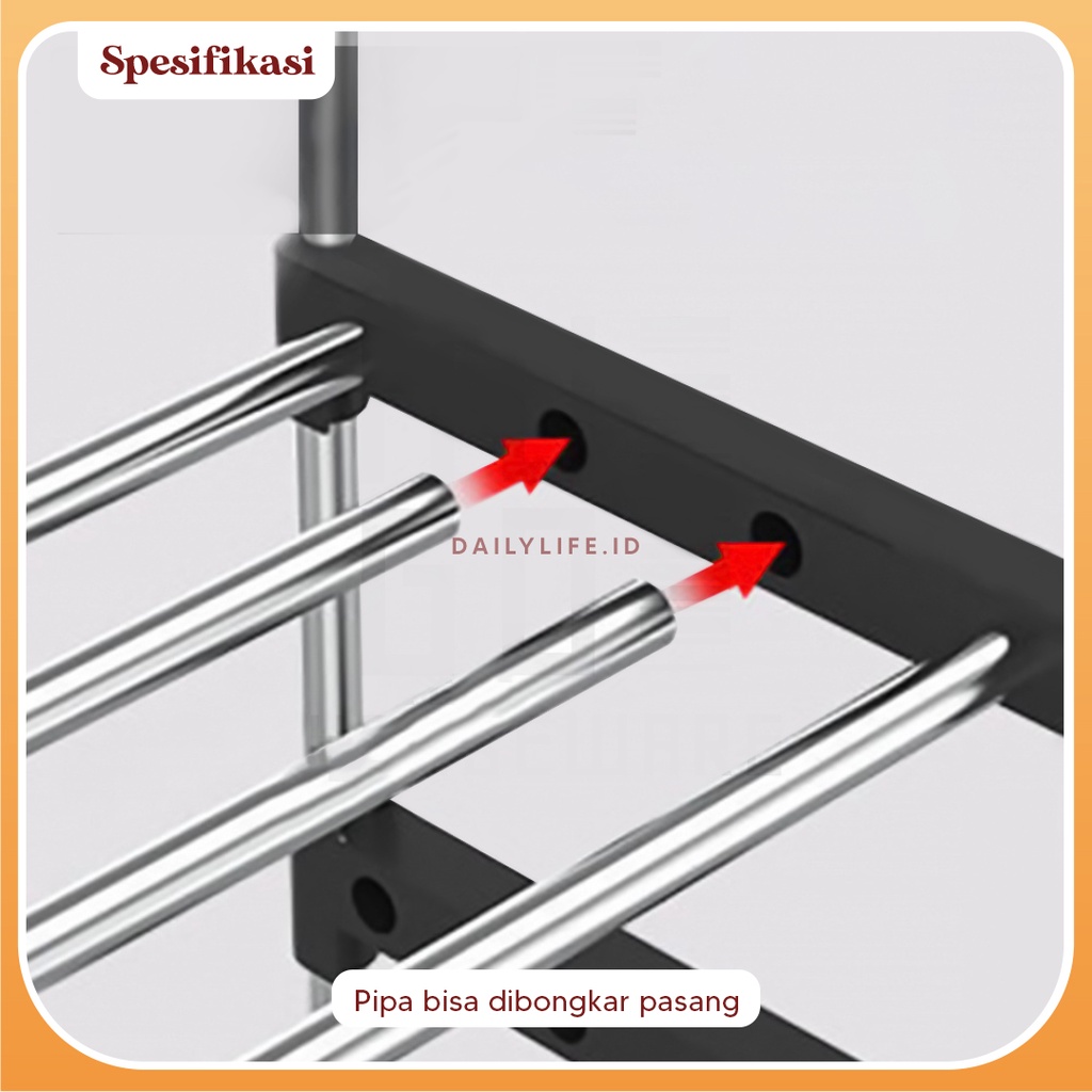 Rak Serbaguna Stainless Steel Multifungsi Sepatu Sandal 5 Susun 6 Susun 7 Susun - RAK-SPTBESI - Dailylife.id