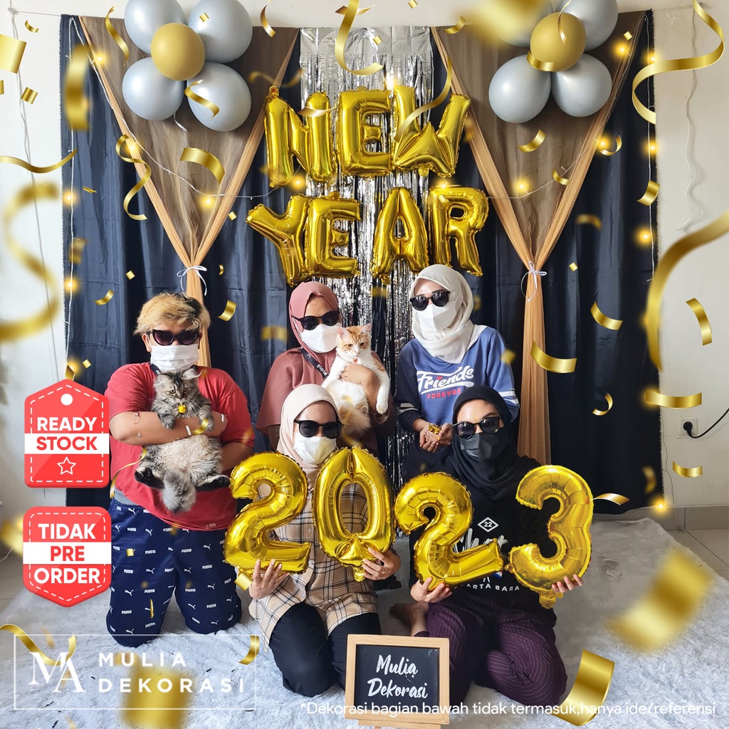 Dekorasi New Year Tahun Baru Backdrop PhotoBooth DIY Paket Mulia New Year