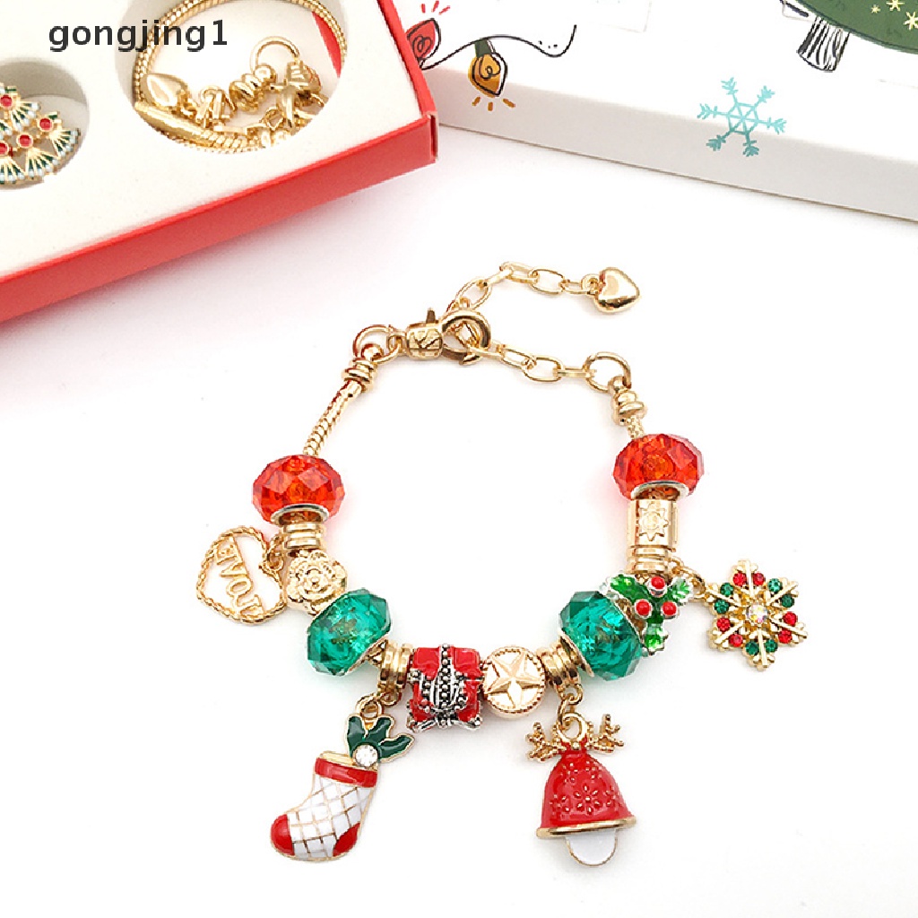 Ggg 24 Pcs Kalung Liontin Natal Countdown Adven Kalender Buta Kotak Natal Tema DIY Gelang Natal Kejutan Hadiah Box ID