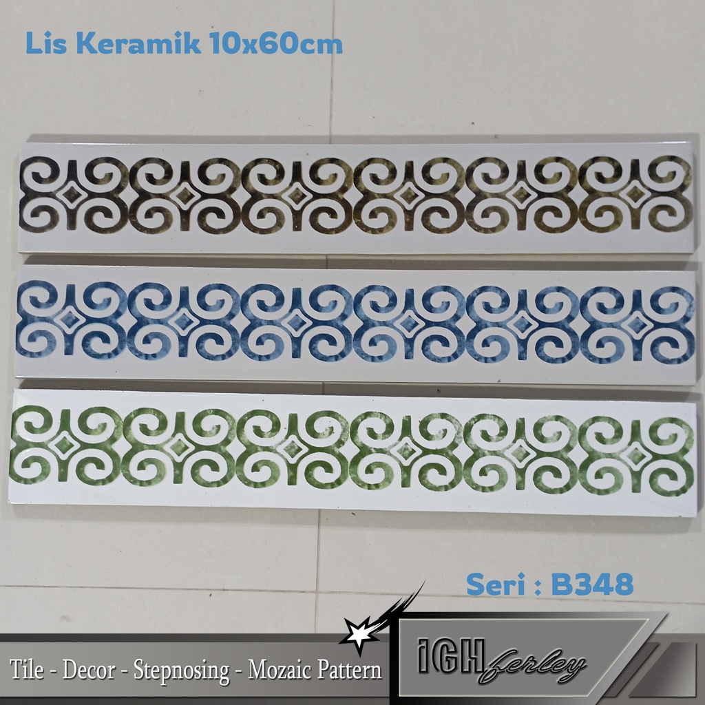 Lis Keramik Dinding 10x60cm Gloss Minimalis Dekor Warna