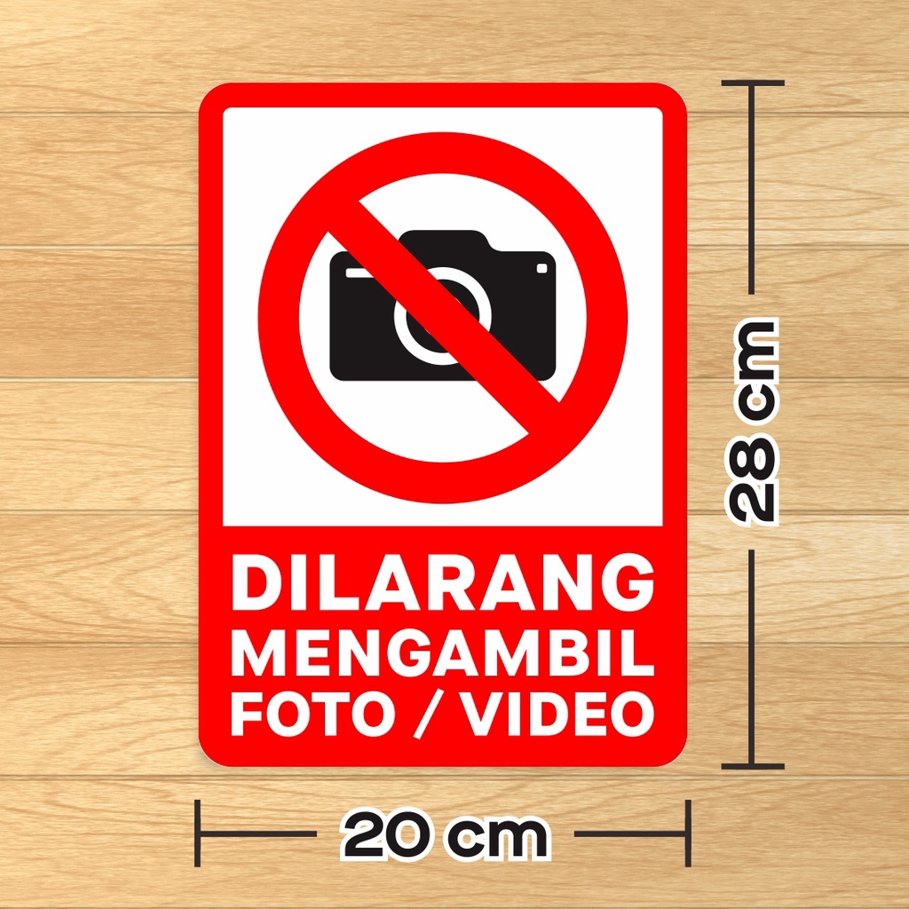 

Sticker Label Sign Stiker Marka Kaca Dinding Vinyl Dilarang Mengambil Foto atau Video 28x20 cm