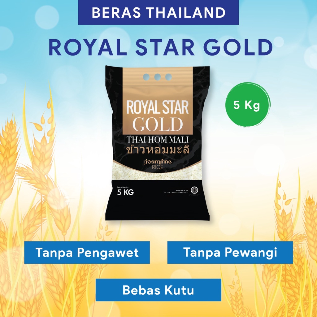 

ROYAL STAR GOLD THAI HOM MALL Rice (Beras Melati THAILAND - BEST) 5 kg