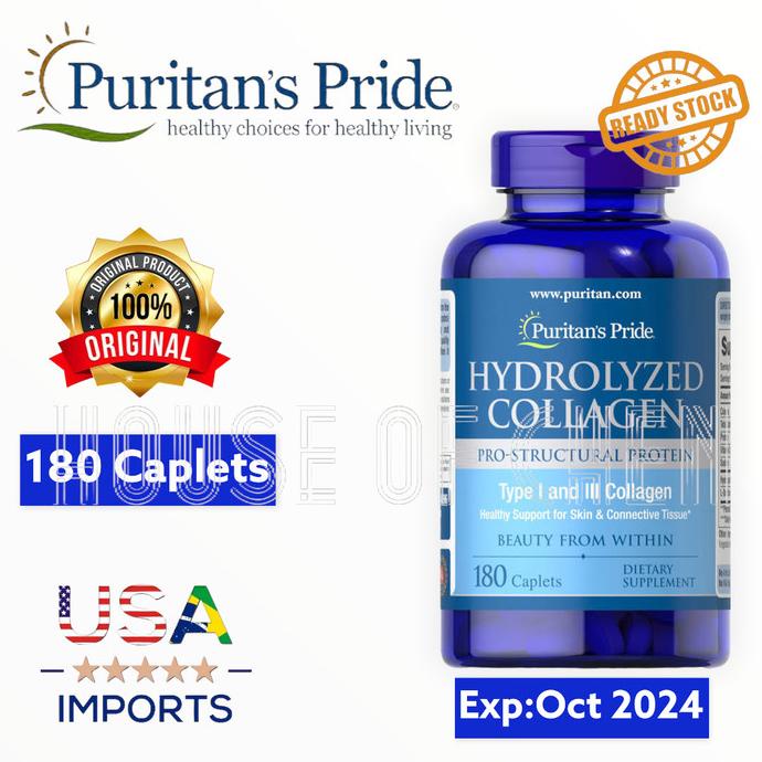 PURITAN PRIDE Hydrolyzed Collagen 180 Caplets Puritan's Pride