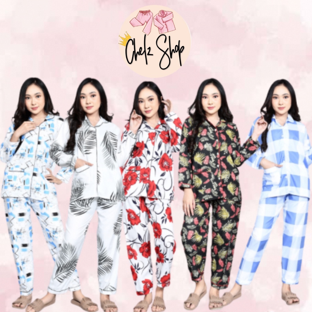 Paket Usaha Baju Tidur Piyama Wanita Dapat 3 Setel Harga Murah Motif Trendy Kekinian