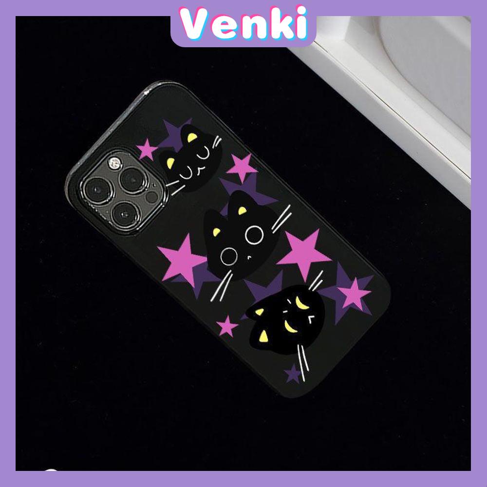 Case For iPhone 14 Pro Max Soft TPU Candy Case Stars and Cute Cat Glossy Black Back Cover Camera Protection Shockproof For iPhone 13 12 11 Pro Max 7 8 Plus X XR