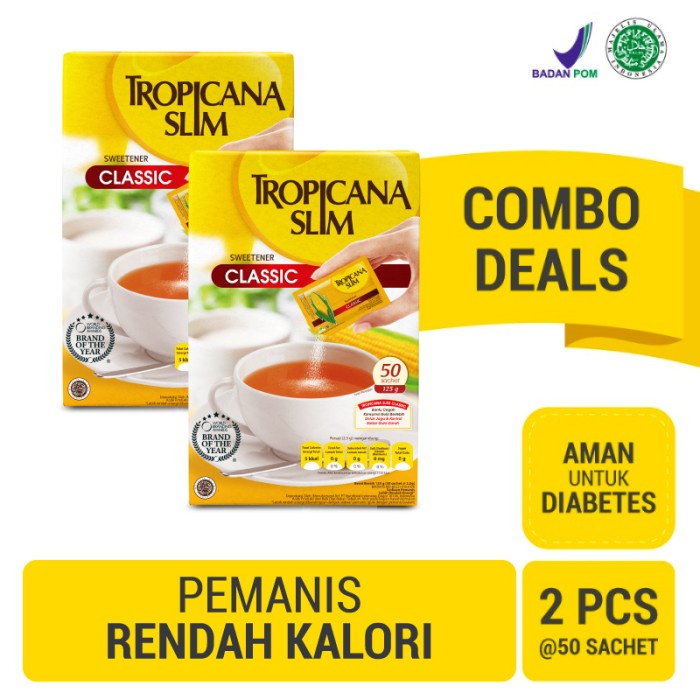 

Twin Pack: Tropicana Slim Classic 50 Sch - Pengganti Gula