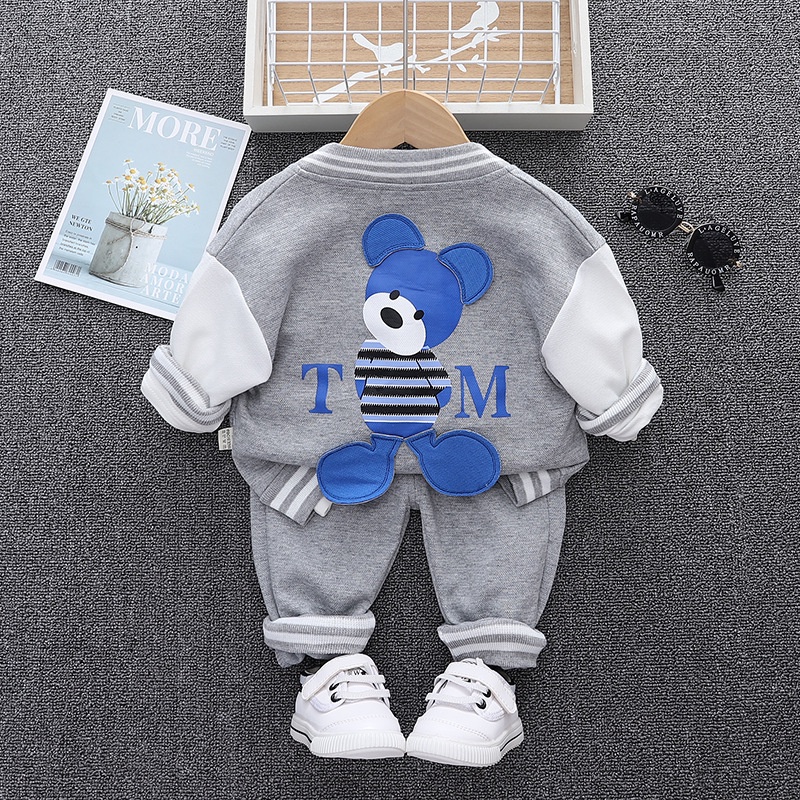 Setelan Anak Laki Laki JACE Baju Fashion Set 3in1 Jaket Baseball Kaos dan Celana Korean Style Import