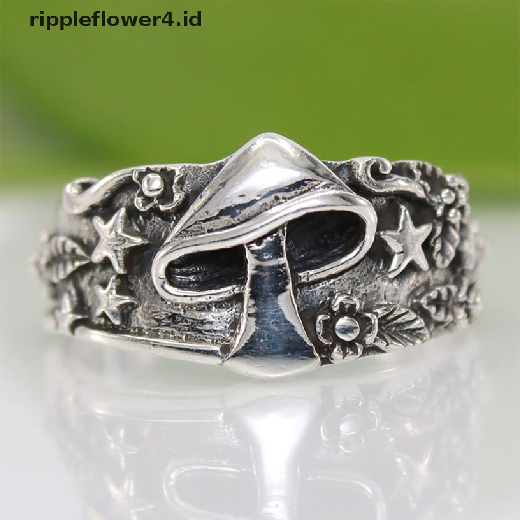 {rippleflower4.id} Cincin Motif Bunga Bintang Vintage Untuk Wanita Pria Multi Size Femme Statement Retro~