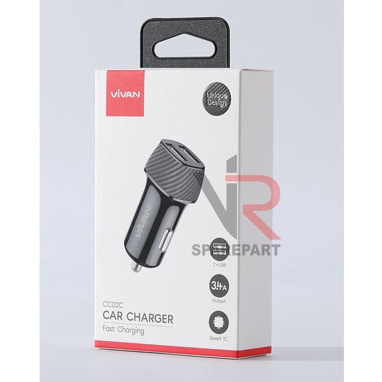 SAVER VIVAN CC02C 3.4A DUAL USB CHARGER MOBIL WITH MICRO USB CABLE