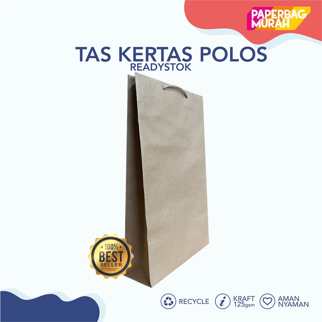 

Paperbag Tas Kertas Polos Kertas Kraft 32x22x6 Eco