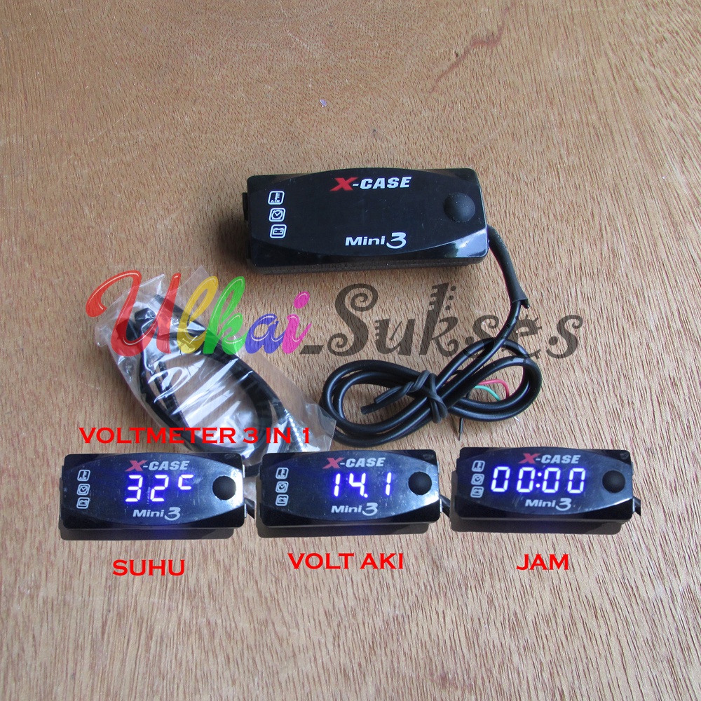 Voltmeter 2 in 1 3 in 1 / Volt Meter Aki / Jam 12v Universal JM Variasi Aksesoris Murah