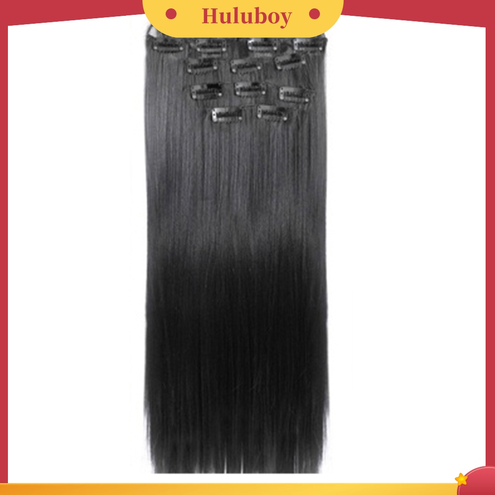 Wig Rambut Extension Model Panjang Keriting Lurus Dengan 16 Klip Untuk Wanita