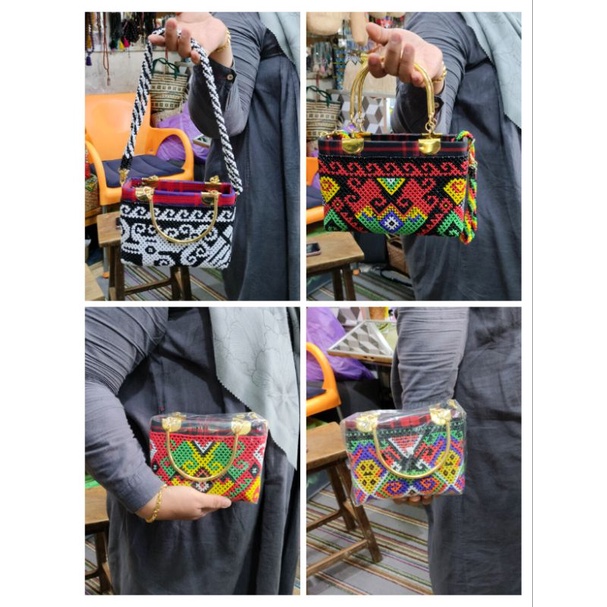 Limited tas manik etnik dayak tas tali panjang bisa lepas pasang untuk dijadikan tas jinjing tophand