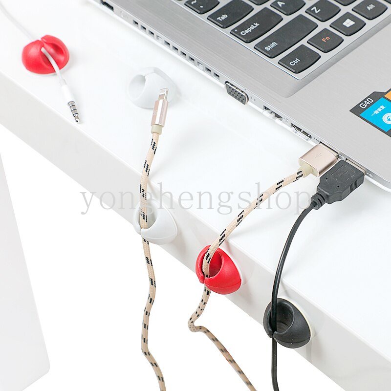 6pcs /set Klip Kabel Silikon Wire Cable Winder Desktop Organizer Tempat Kabel Listrik Plug Memperbaiki Klip