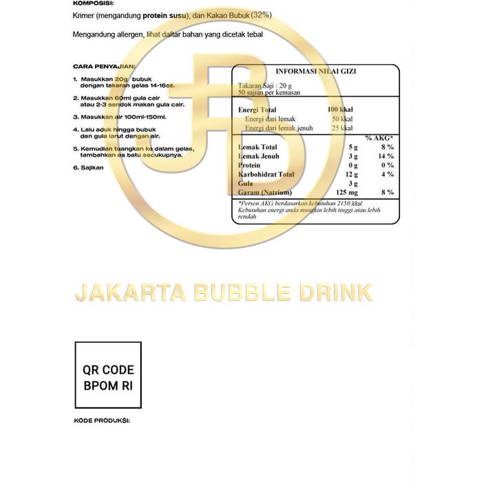 

오빠 Bubuk Minuman DARK CHOCOLATE 1 KG - JBD | HALAL Update