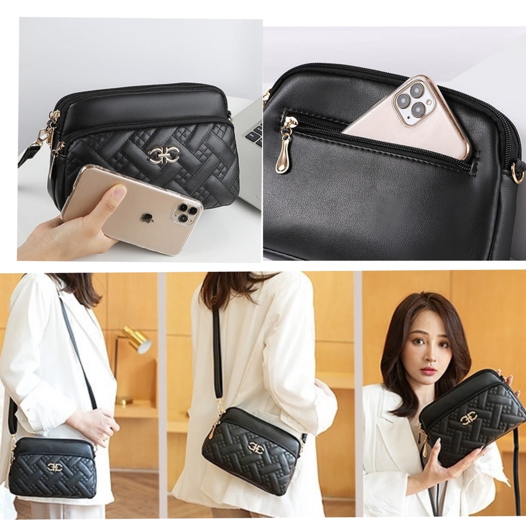 TAS SELEMPANG WANITA PESTA IMPORT KULIT HITAM COASTAL PREMIUM SLINGBAG SHOULDER KOREA REMAJA CEWEK KEKINIAN BAG BRANDED BATAM TA715B5 FASHION CASUAL SIMPLE