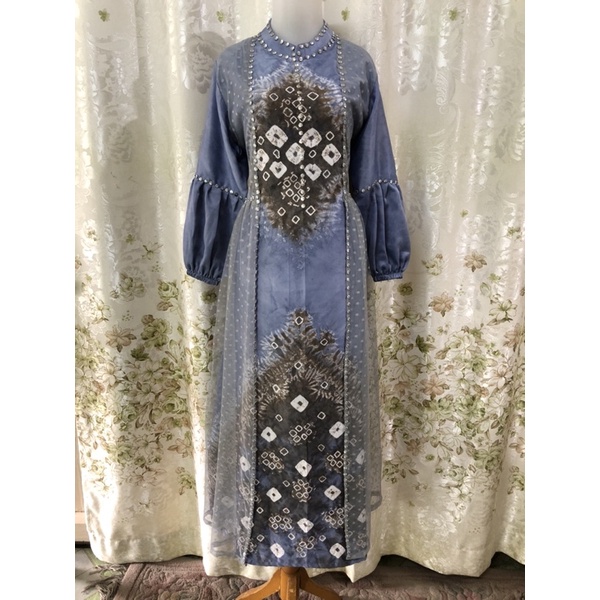 GAMIS tile polkadot &amp; KEMEJA jumputan