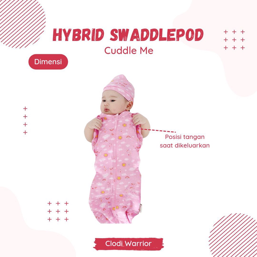 CUDDLE ME Hybrid Swadllepod Bedong bayi instan resleting praktis bahan katun nyaman