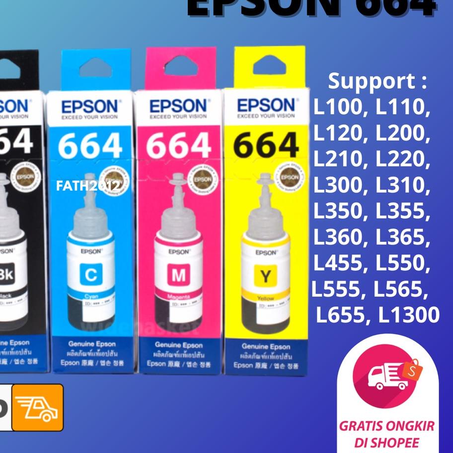 BestSeller Tinta Epson 664 Originak Hitam and color Warna printer epson L100 L110 L120 L200 L210 L22