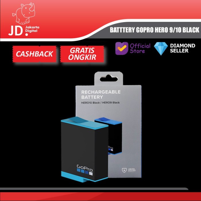 GOPRO BATTERY HERO 9 BLACK RECHARGEABLE BATTERY HERO9 ORIGINAL