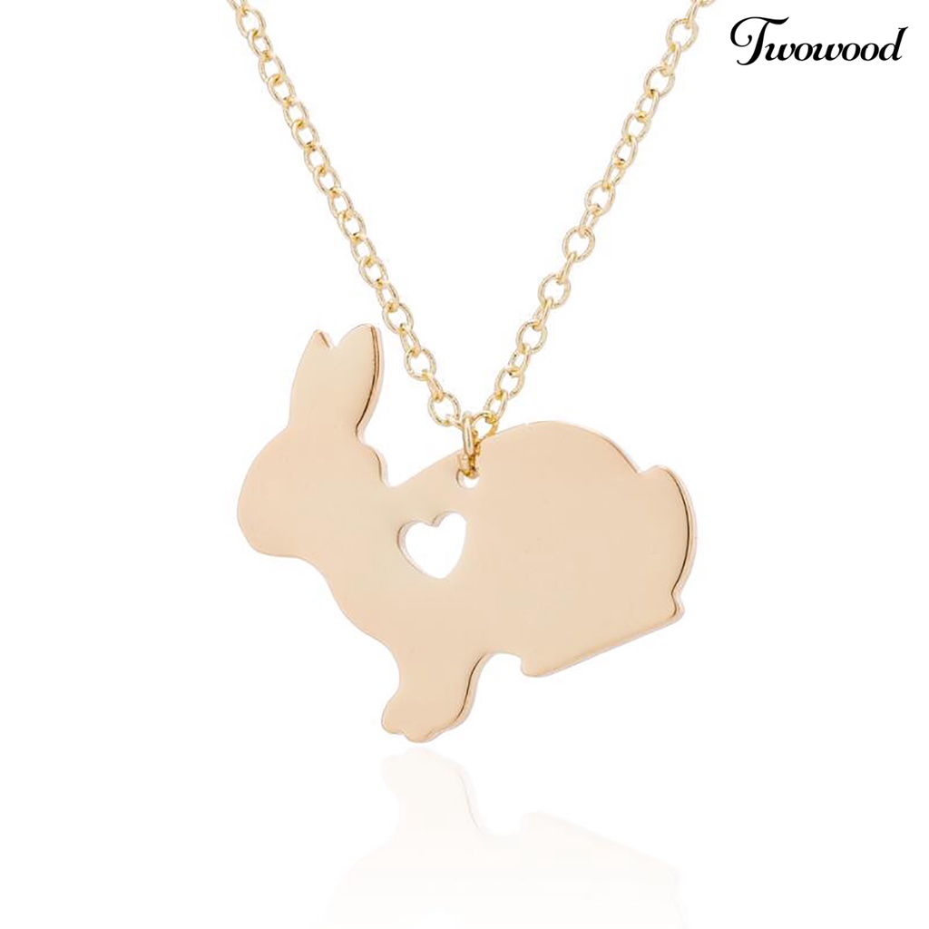 Twowood Simple Bunny Pendant Grafir Hati Klavikula Rantai Kalung Klavikula Untuk Paskah