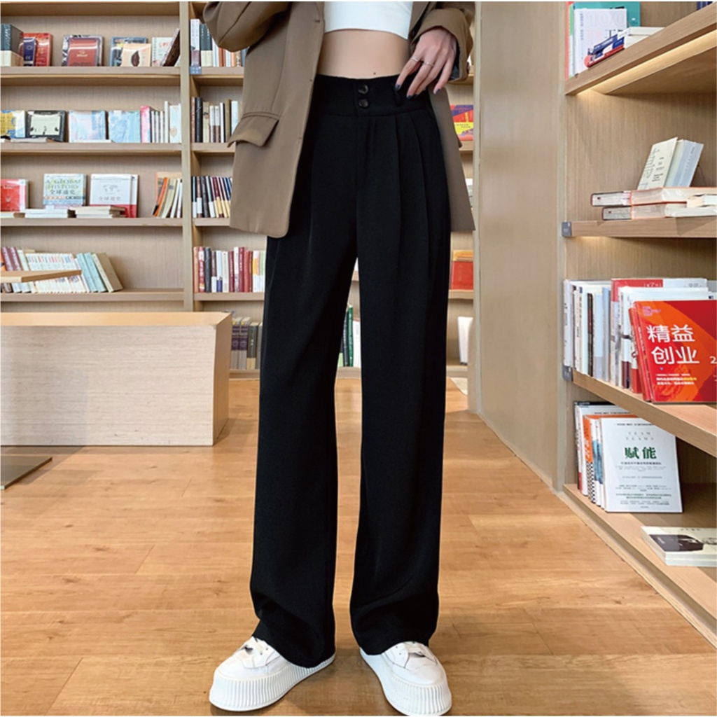 Celana Setelan Korea Wanita Highwaist Loose Celana Panjang Wanita Premium