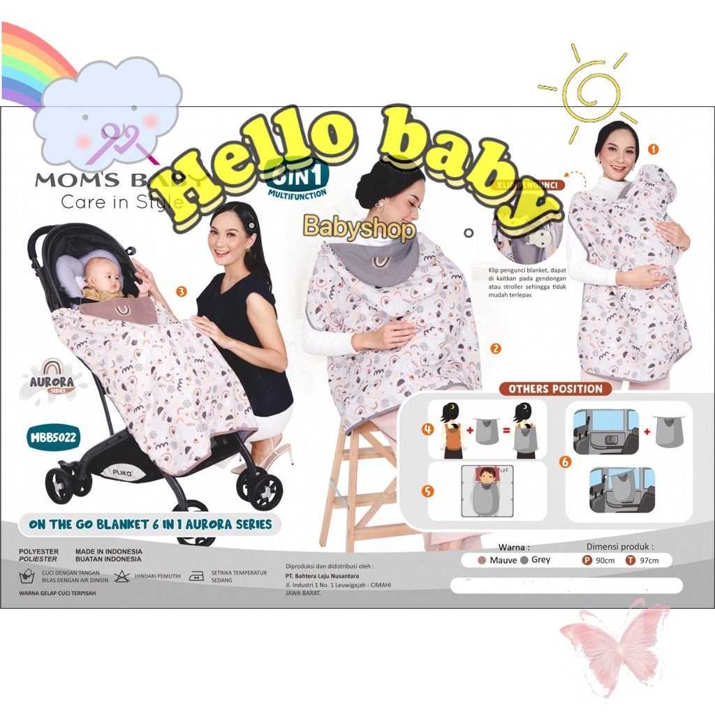 Mom's Baby On The Go Baby Blanket Multifungsi 6 in 1 Selimut Aurora Series - MBB 5022