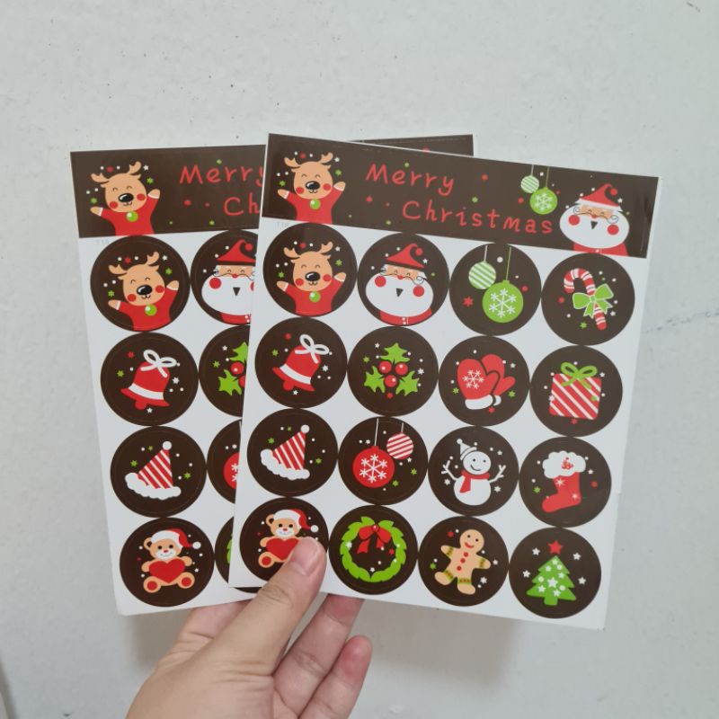 

Christmast gift sticker label stiker parcel natal thank you segel tempelan kue sticker