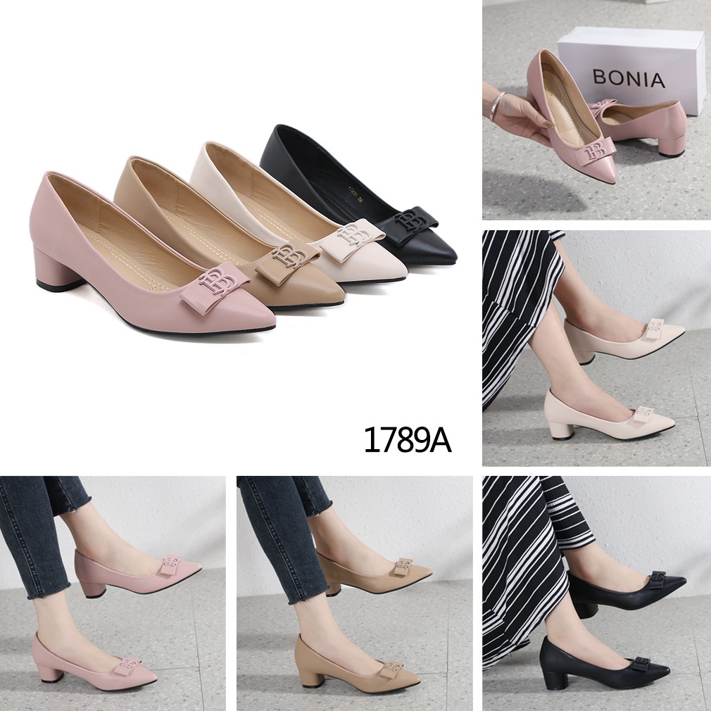 BO B-Logo Bow Block Heel Pumps 1789A