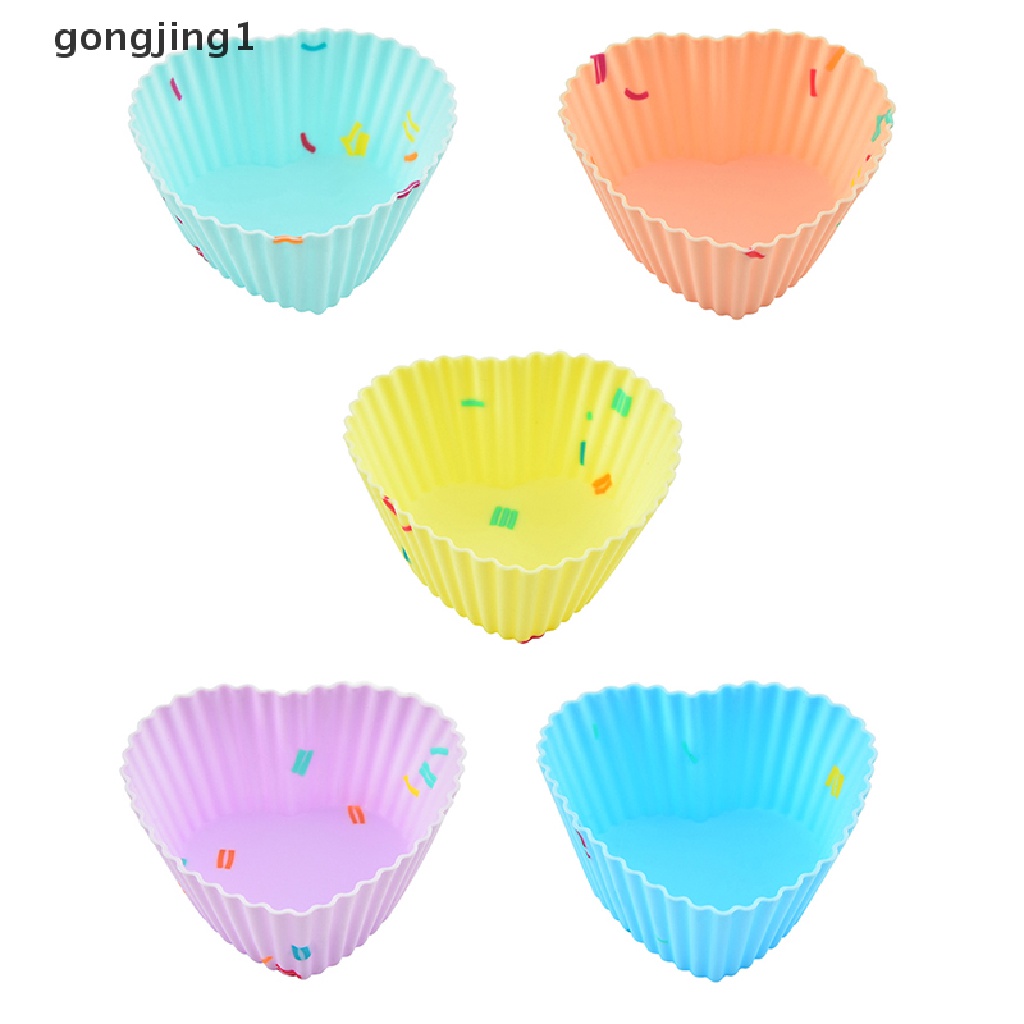 Ggg 4Pcs Cetakan Silikon Bentuk Hati Cupcake Muffin Cup Baking Egg Tart Jelly Mold ID